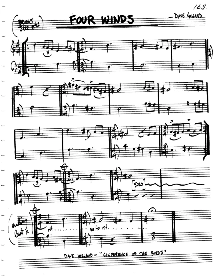 Partitura lead sheet de Four Winds