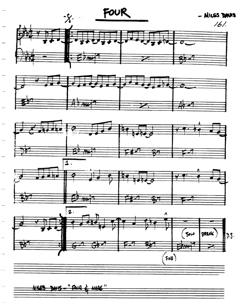 Partitura lead sheet de Four