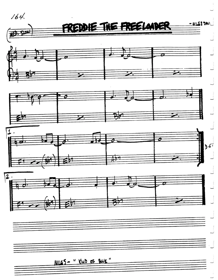 Partitura lead sheet de Freddie The Freeloader