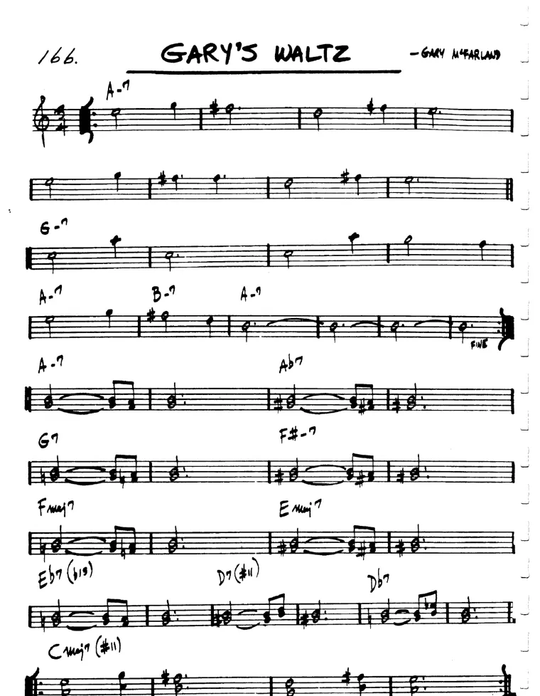 Partitura lead sheet de Gary's Waltz
