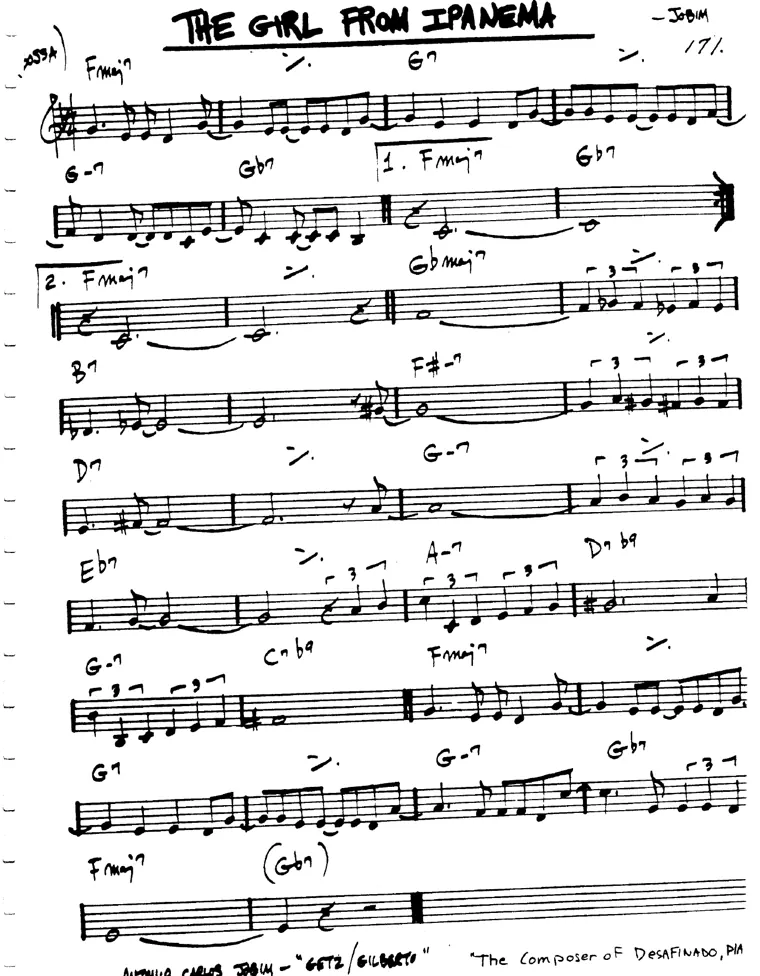 Partitura lead sheet de Girl From Ipanema, The