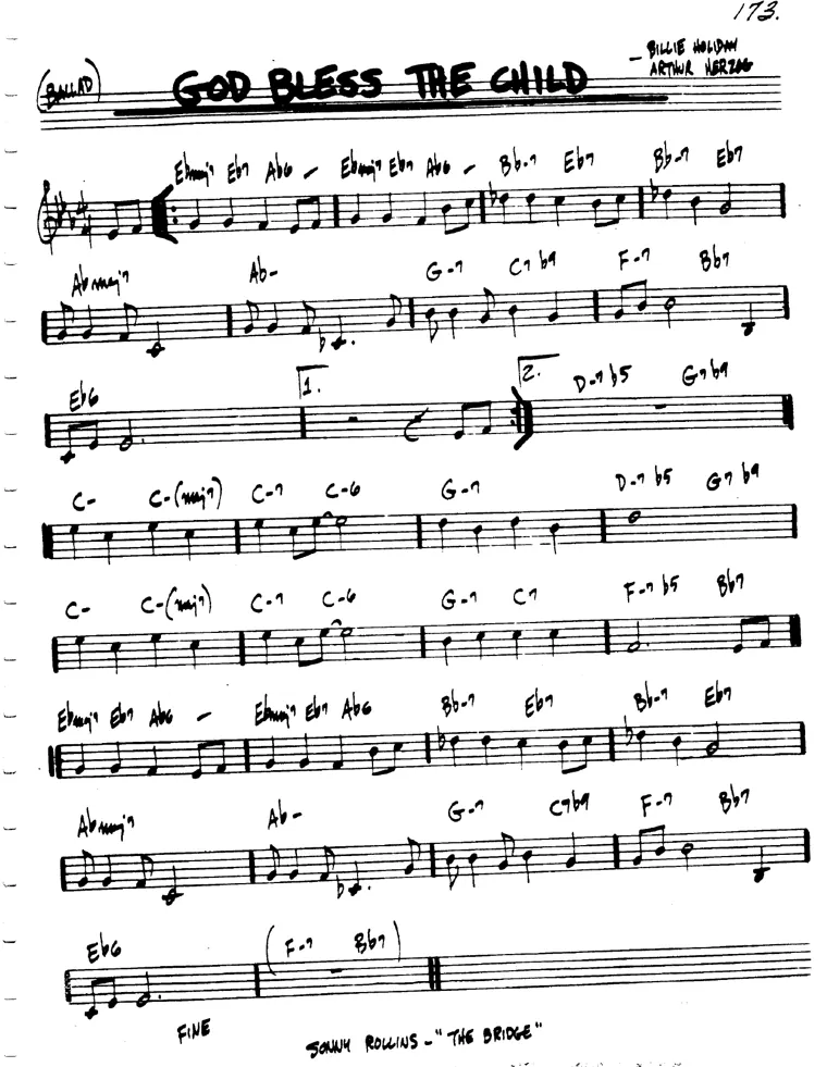 Partitura lead sheet de God Bless The Child