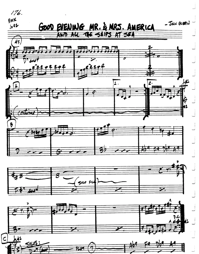 Partitura lead sheet de Good Evening Mr. And Mrs. America