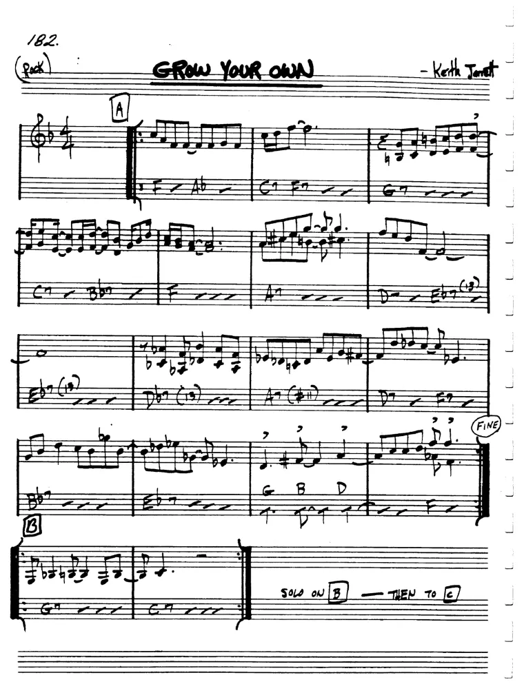Partitura lead sheet de Grow Your Own
