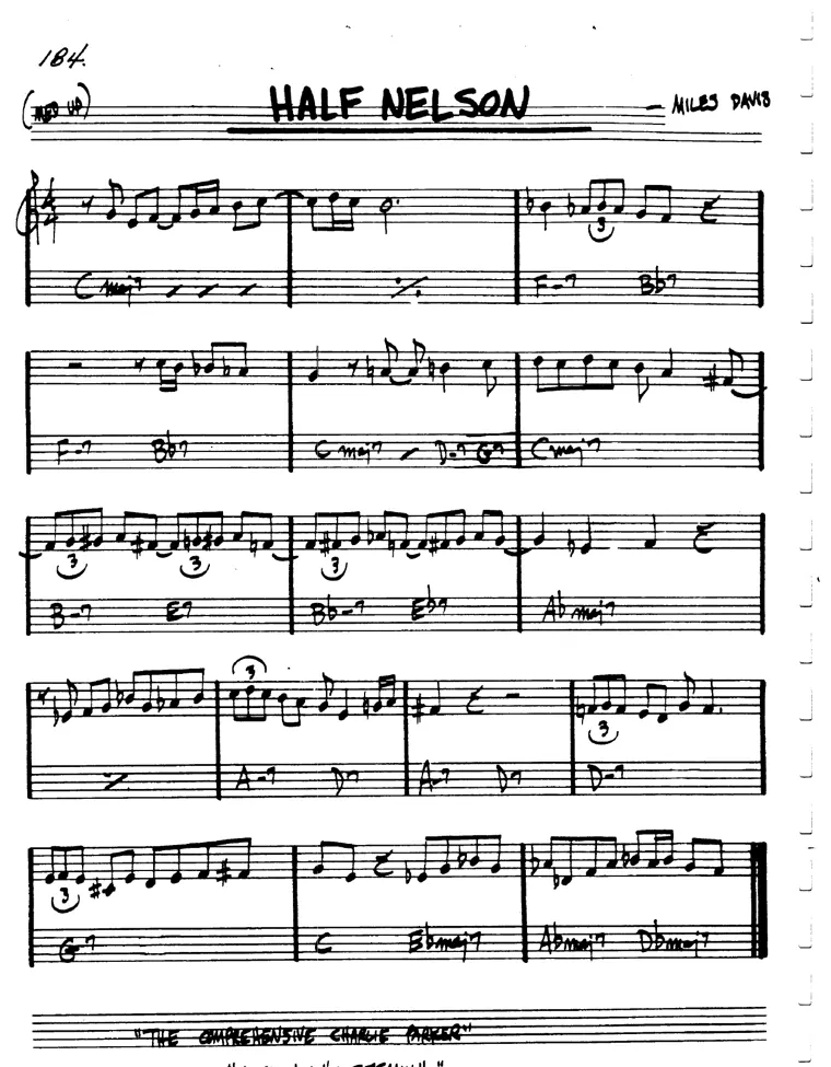 Partitura lead sheet de Half Nelson