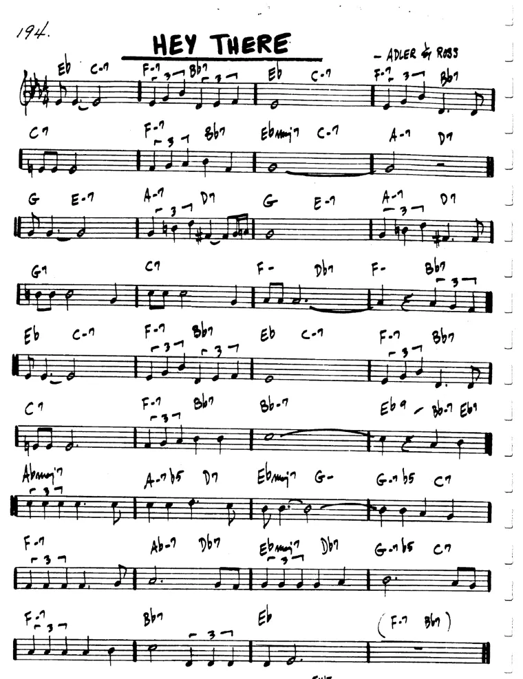 Partitura lead sheet de Hey There