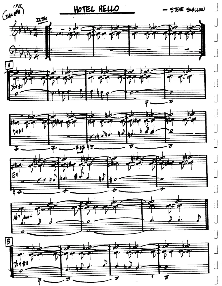 Partitura lead sheet de Hotel Hello