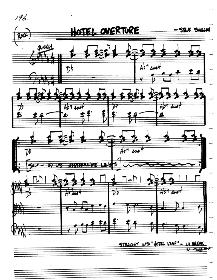 Partitura lead sheet de Hotel Overture