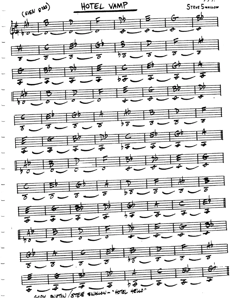 Partitura lead sheet de Hotel Vamp