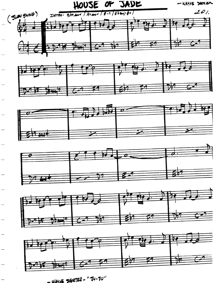 Partitura lead sheet de House Of Jade