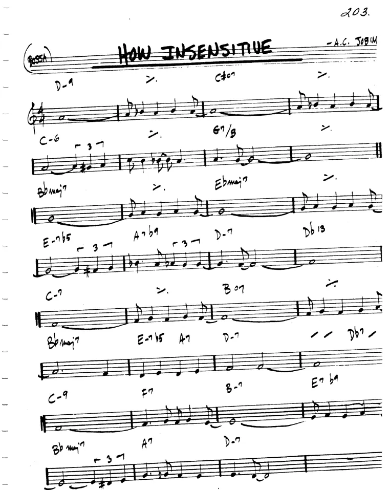 Partitura lead sheet de How Insensitive