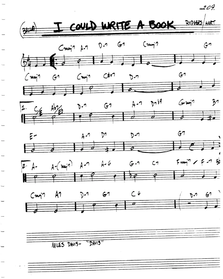 Partitura lead sheet de I Could Write A Book