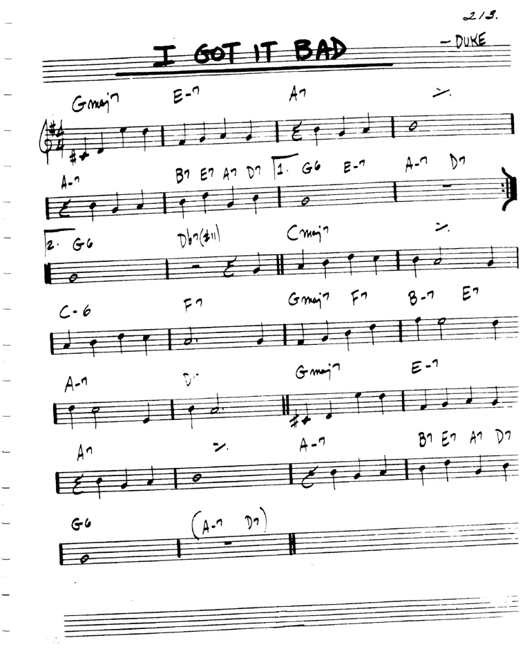 Partitura lead sheet de I Got It Bad
