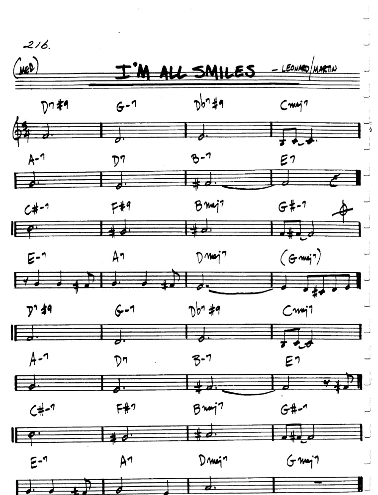 Partitura lead sheet de I'm All Smiles