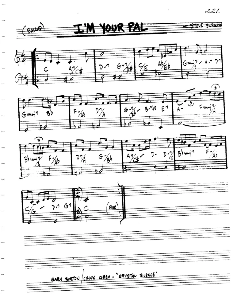 Partitura lead sheet de I'm Your Pal