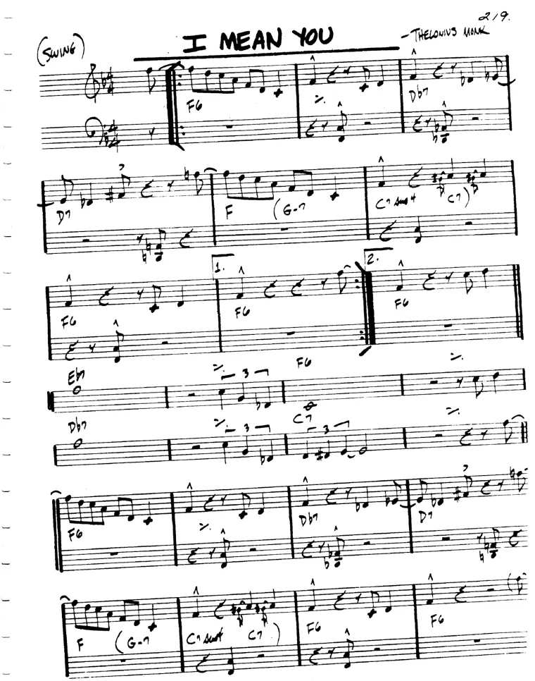 Partitura lead sheet de I Mean You