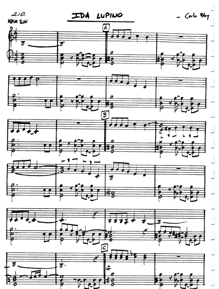Partitura lead sheet de Ida Lupino
