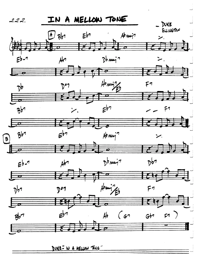 Partitura lead sheet de In A Mellow Tone