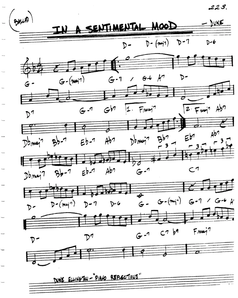 Partitura lead sheet de In A Sentimental Mood