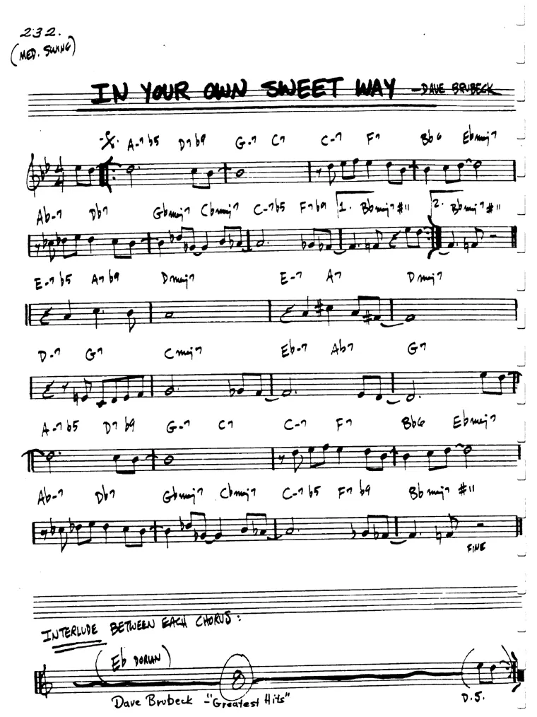 Partitura lead sheet de In Your Own Sweet Way