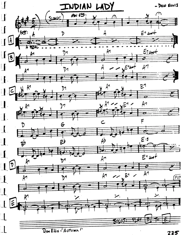 Partitura lead sheet de Indian Lady