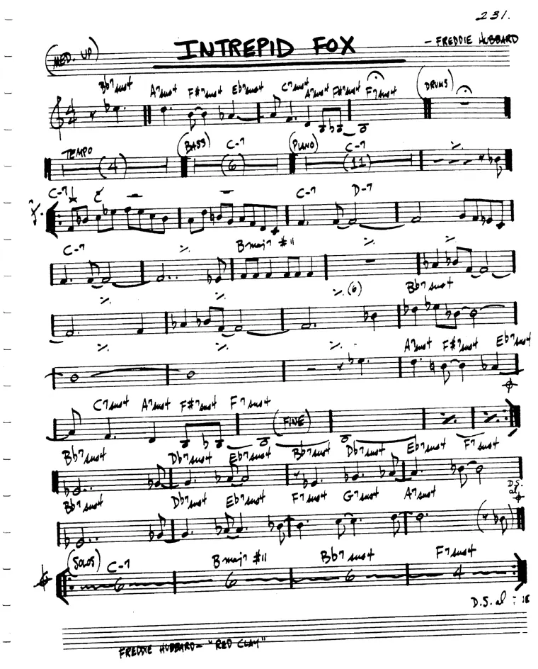 Partitura lead sheet de Intrepid Fox