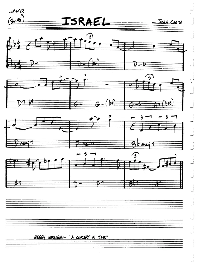 Partitura lead sheet de Israel