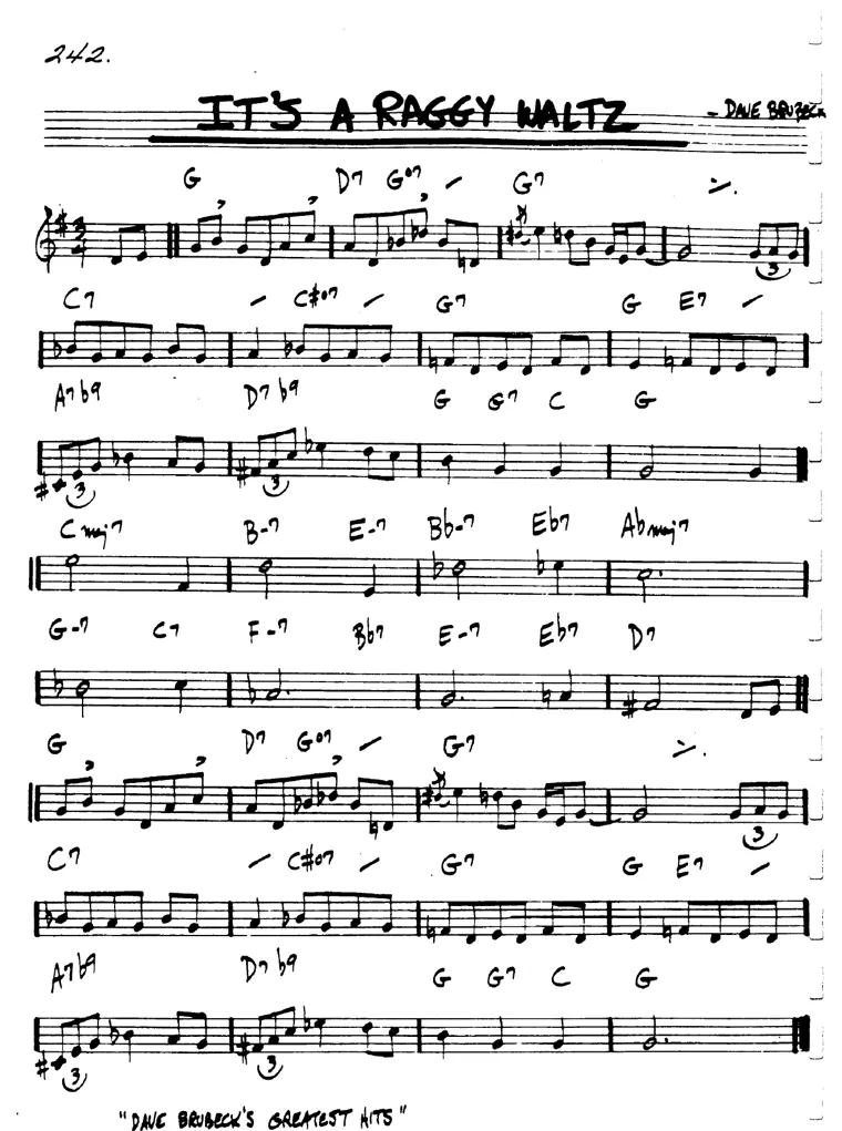 Partitura lead sheet de It's A Raggy Waltz