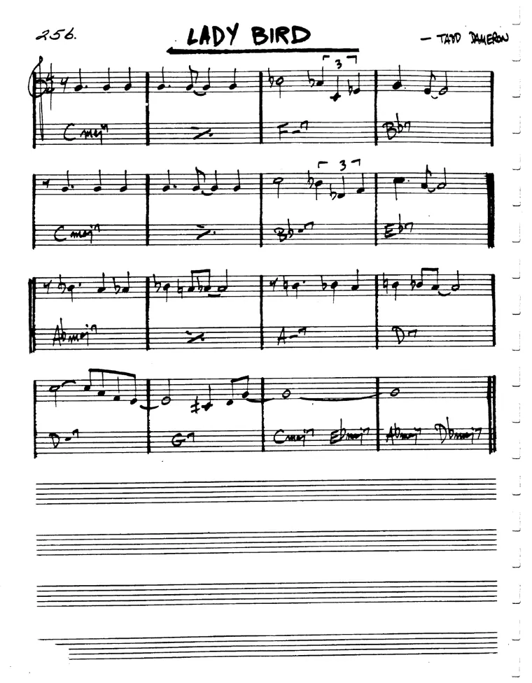 Partitura lead sheet de Lady Bird