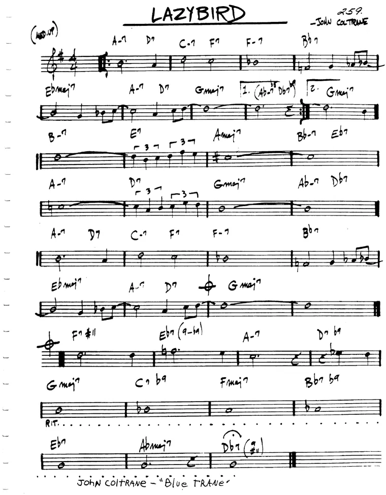 Partitura lead sheet de Lazy Bird