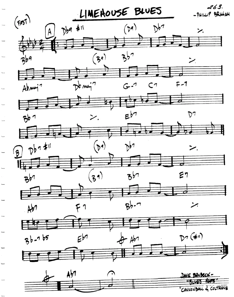Partitura lead sheet de Limehouse Blues