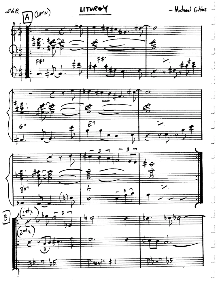 Partitura lead sheet de Liturgy