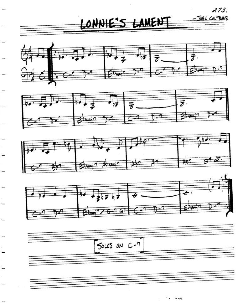 Partitura lead sheet de Lonnie's Lament