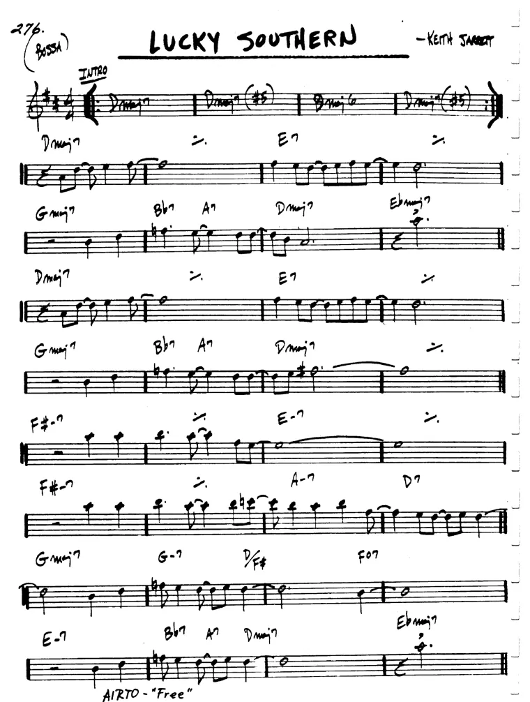 Partitura lead sheet de Lucky Southern