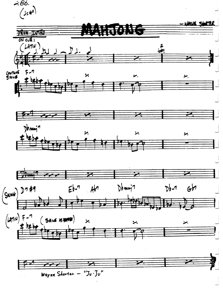 Partitura lead sheet de Majoong