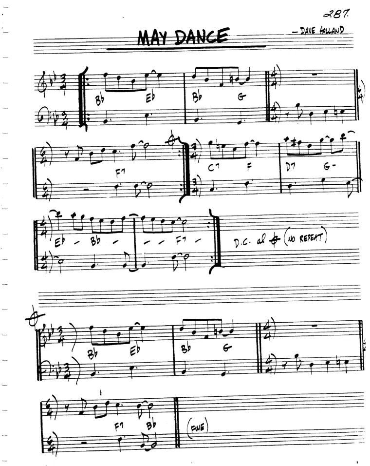 Partitura lead sheet de May Dance