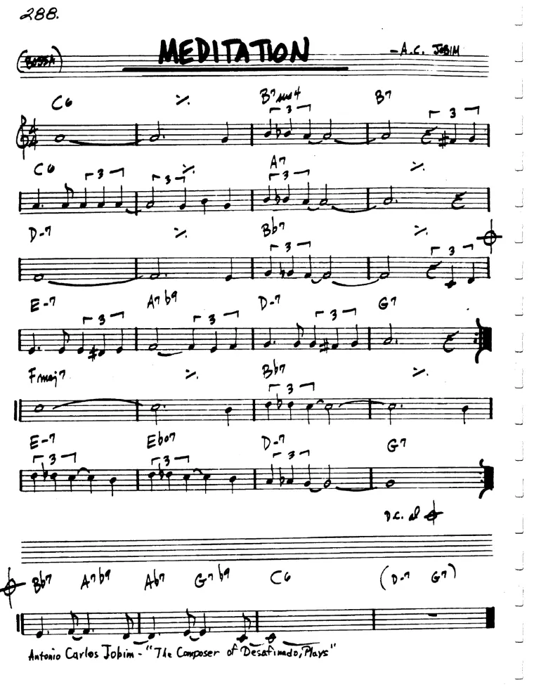 Partitura lead sheet de Meditation