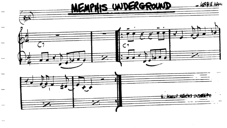 Partitura lead sheet de Memphis Underground