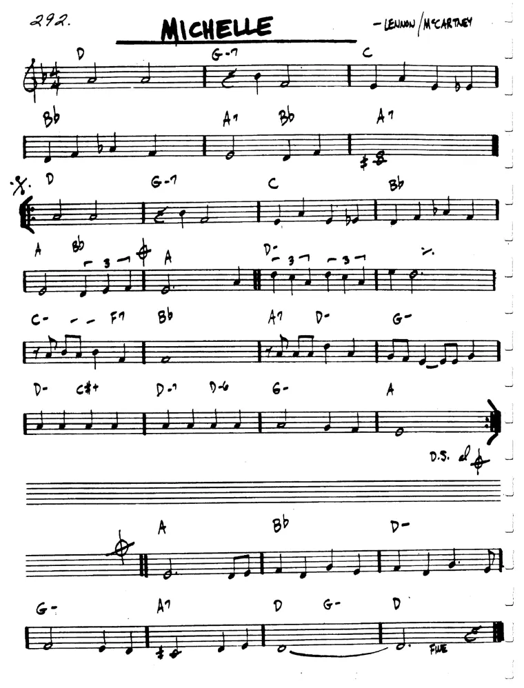Partitura lead sheet de Michelle