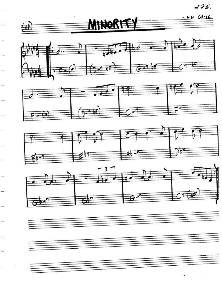 Partitura lead sheet de Minority