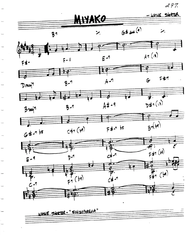 Partitura lead sheet de Miyako