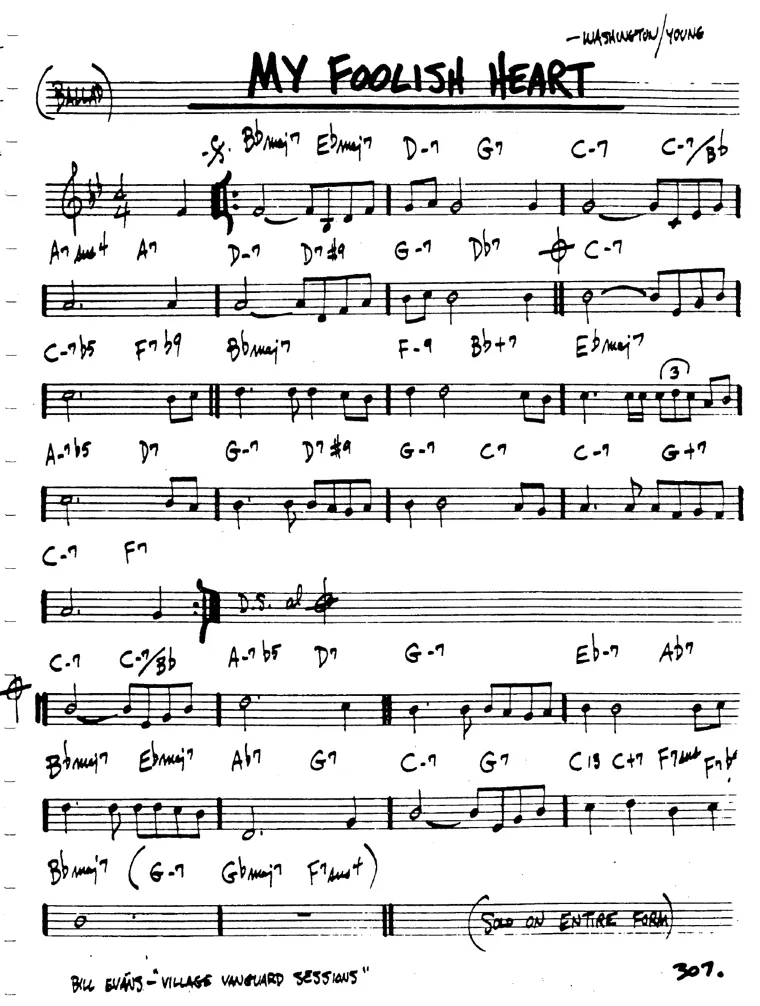 Partitura lead sheet de My Foolish Heart