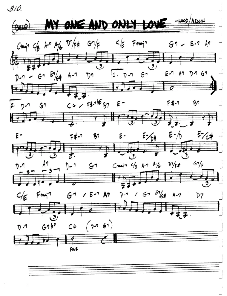 Partitura lead sheet de My One And Only Love