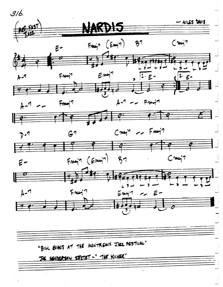 Partitura lead sheet de Nardis