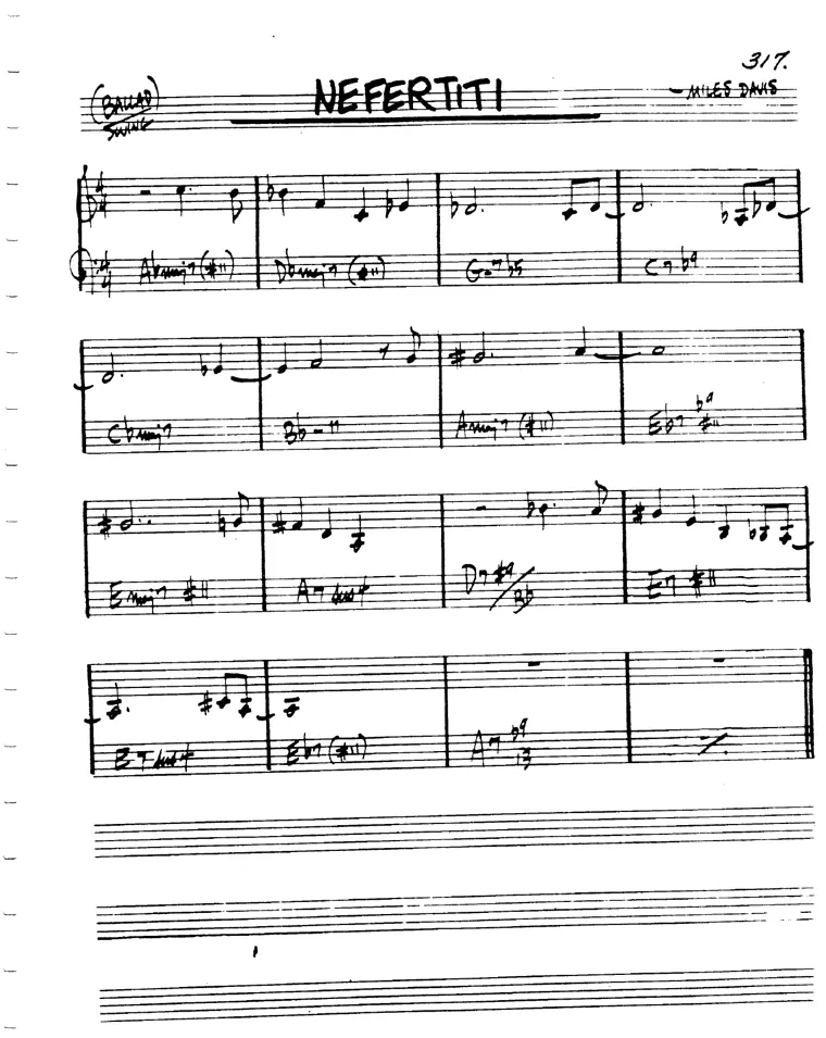 Partitura lead sheet de Nefertiti
