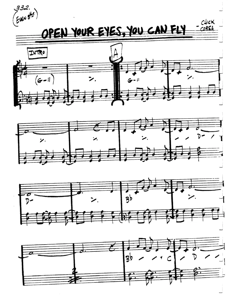 Partitura lead sheet de Open Your Eyes, You Can Fly