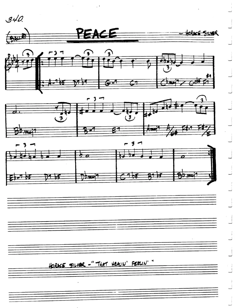 Partitura lead sheet de Peace