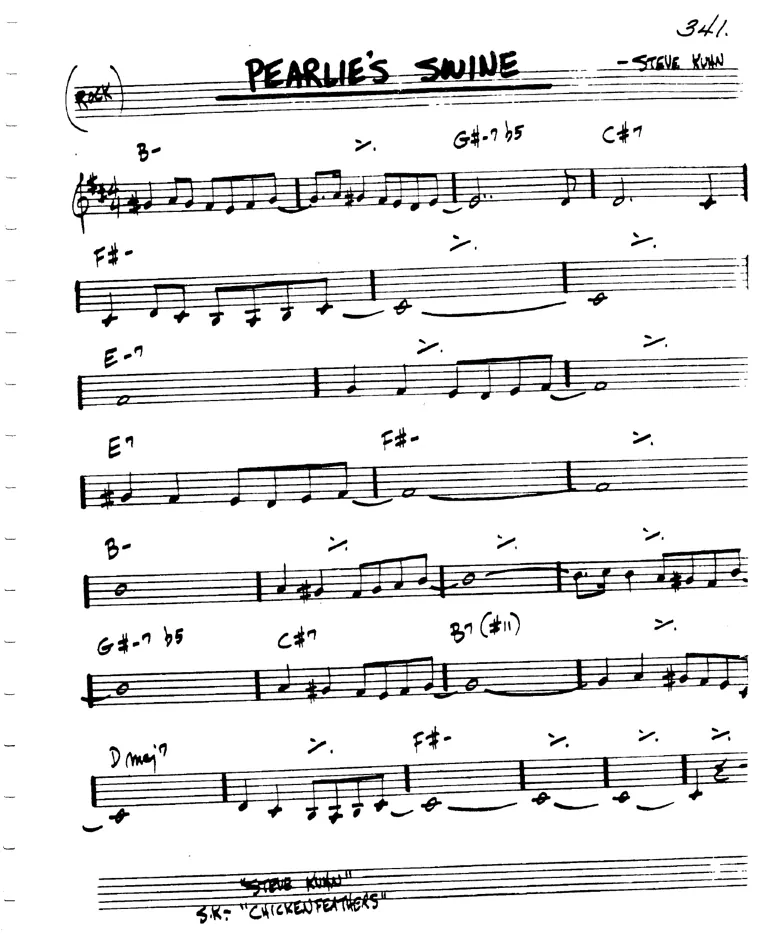 Partitura lead sheet de Pearlie's Swine