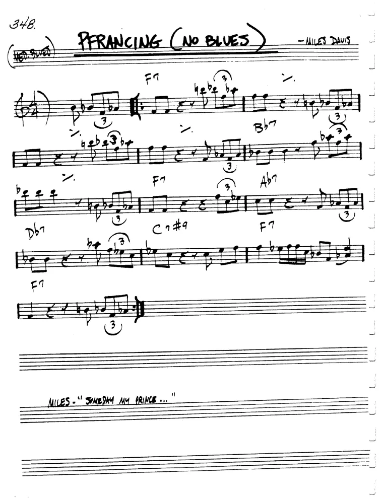 Partitura lead sheet de Pfrancing (No Blues)