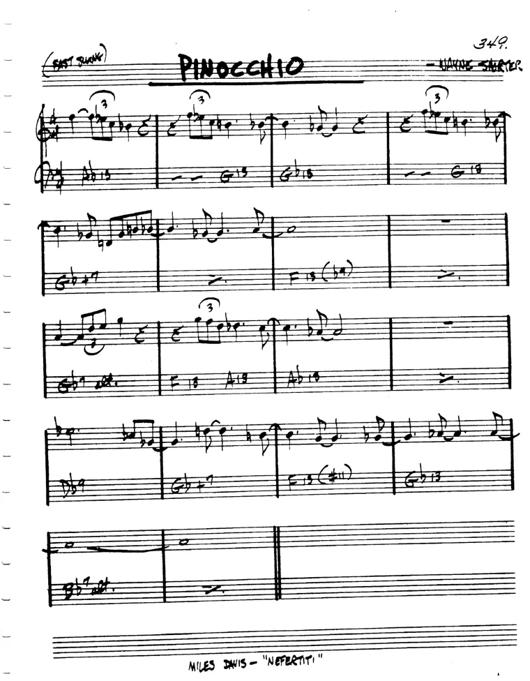 Partitura lead sheet de Pinocchio